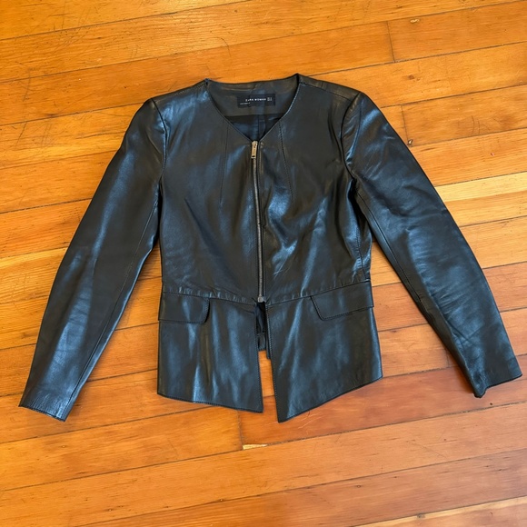 Zara Jackets & Coats Zara Peplum Leather Jacket Poshmark